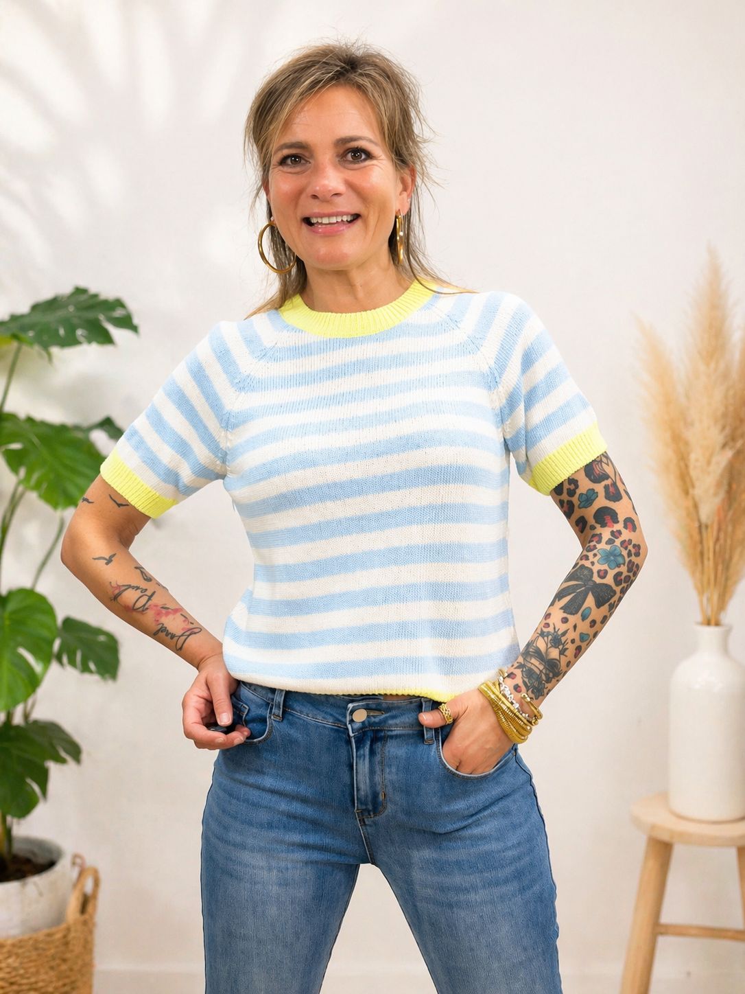 Striped knit sweater