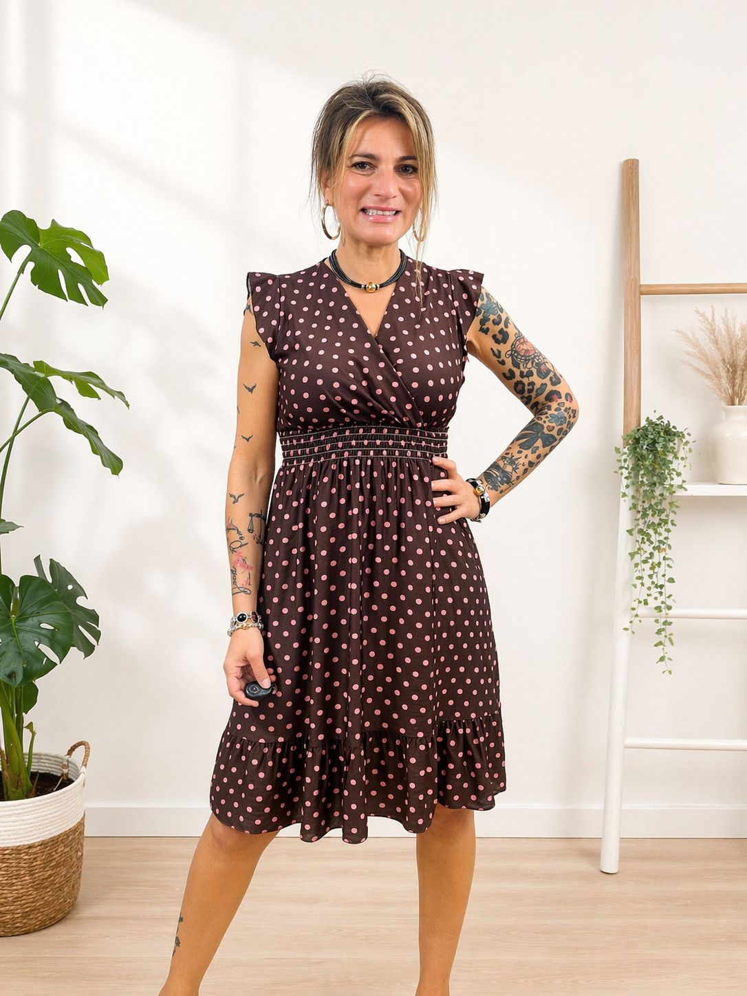 Vestido lunares sin manga
